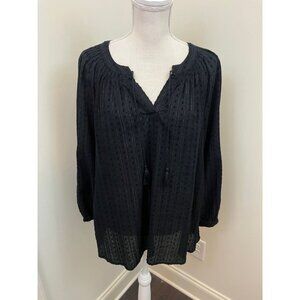 Old Navy Black Vertical Stripes Semi Sheer Top Size Large